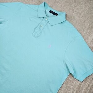 Polo Ralph Lauren Shirt Men 2XLT Polo Iconic Mesh Cotton Green Wealth Luxury